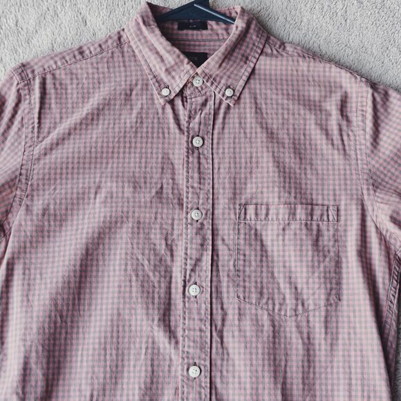 J Crew Check Shirt Men's S Pink Grey Plaid 100% Cotton Slim Fit Lightweight - Picture 3 of 9